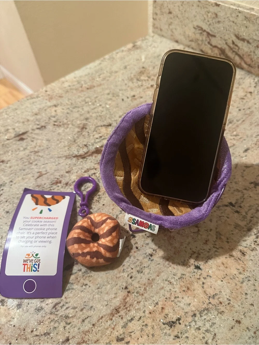 Samoas Cookie Phone Holder and clip chain
